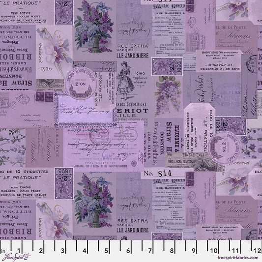 Eclectic Elements Palette - Ephemera - Purple (Half Yard Cut) - by Tim Holtz with FreeSpirit Fabrics