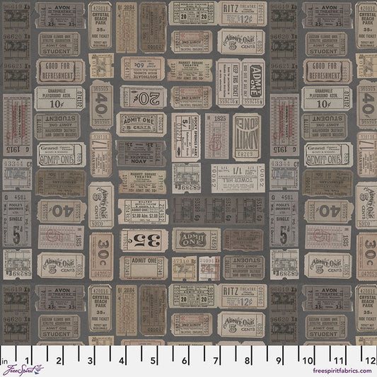 Eclectic Elements - Charcoal Tickets - by Tim Holtz with FreeSpirit Fabrics