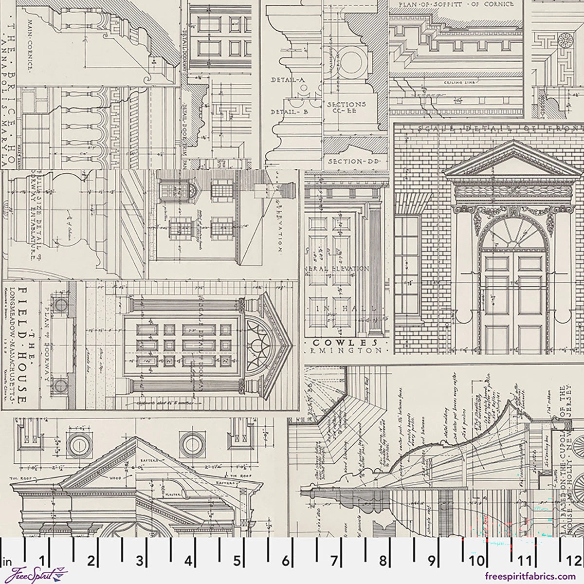 Eclectic Elements Palette Charcoal - Schematic - by Tim Holtz with FreeSpirit Fabrics