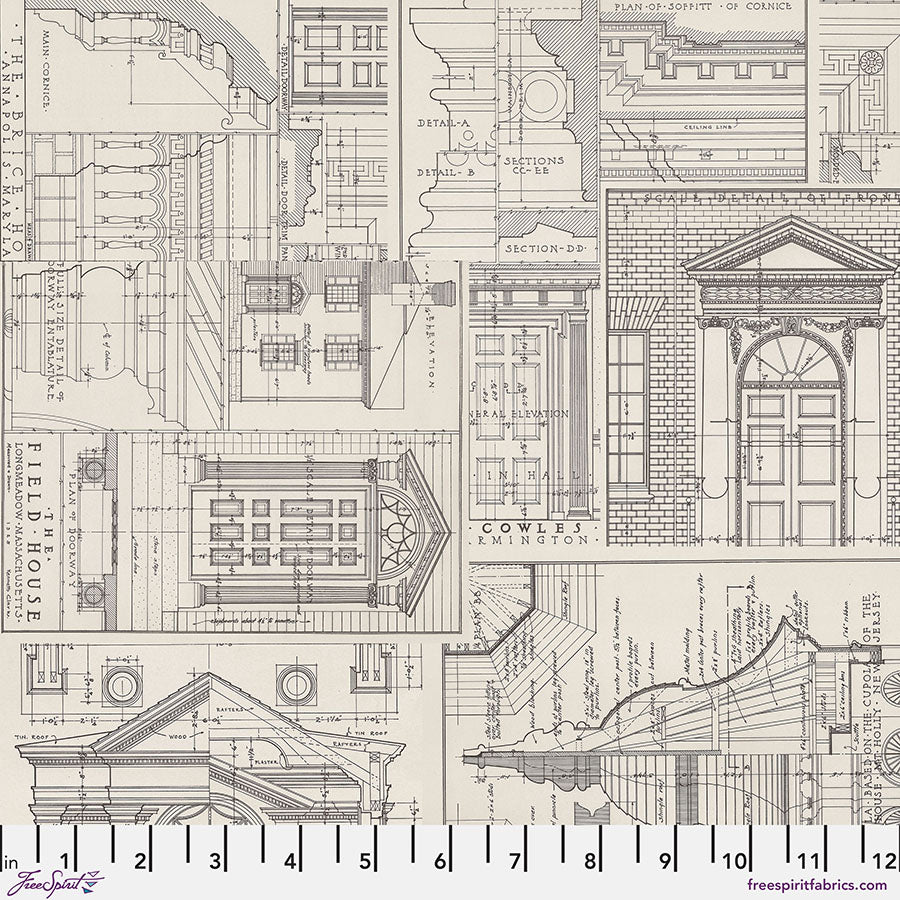 Eclectic Elements - Charcoal Schematic - by Tim Holtz with FreeSpirit Fabrics