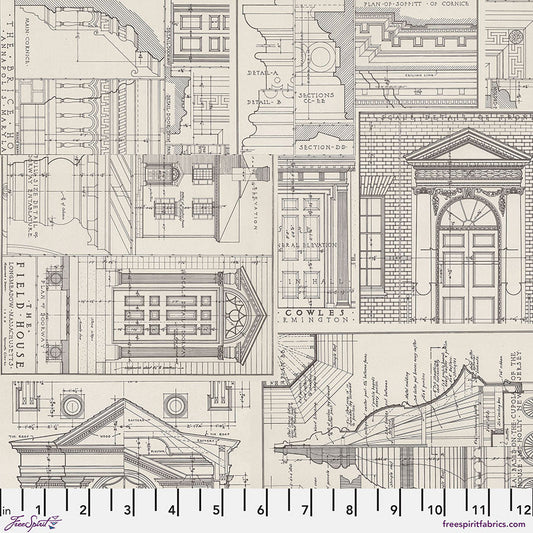 Eclectic Elements - Charcoal Schematic - by Tim Holtz with FreeSpirit Fabrics