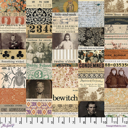 Eclectic Elements Palette Seasonal - Halloween Collage (Half Yard Cut) - by Tim Holtz with FreeSpirit Fabrics