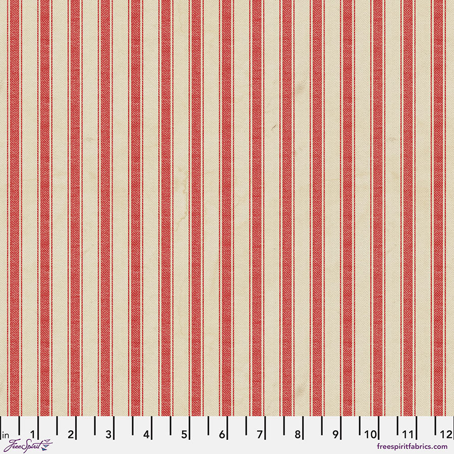 Eclectic Elements Palette Seasonal - Christmas Linen Stripe (Half Yard Cut) - by Tim Holtz with FreeSpirit Fabrics