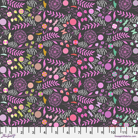 Prince Charming Déjà Vu - Dandelion in Licorice - by Tula Pink with Free Spirit Fabrics