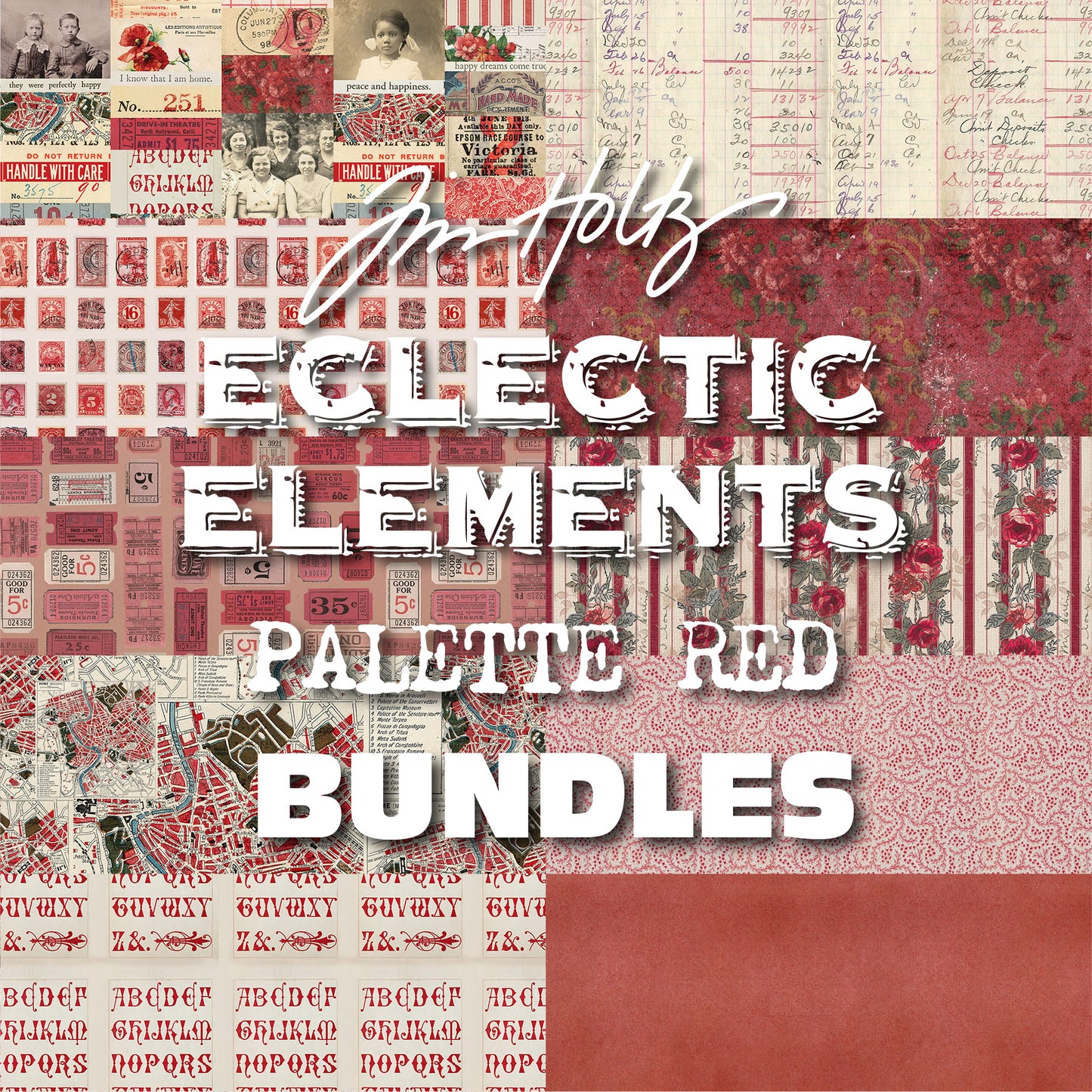 Eclectic Elements Palette Red Bundles by Tim Holtz with Free Spirit Fabrics