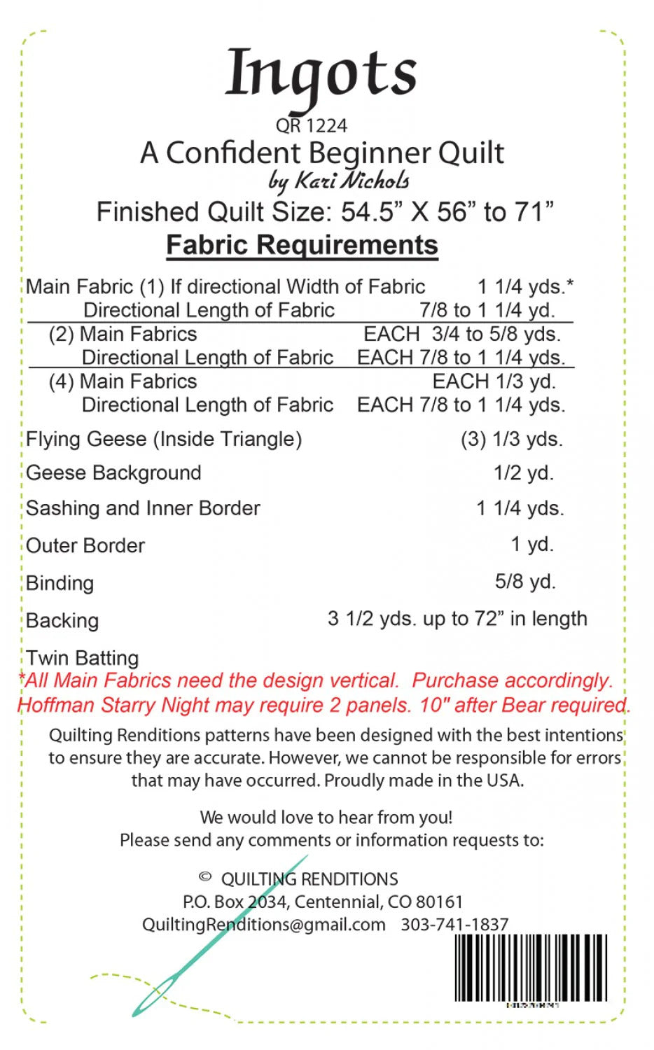 Ingots Quilt Pattern by Quilting Renditions