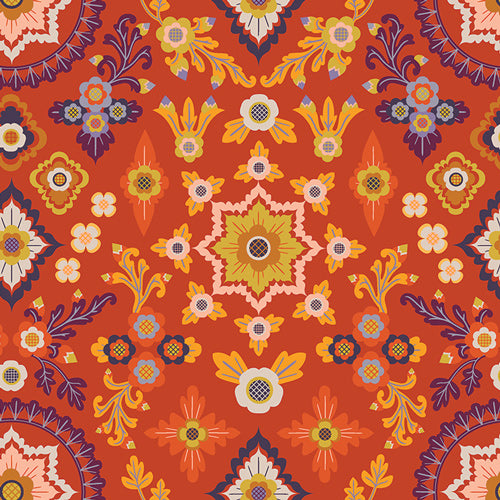 Aura Fabric - Aloha Spirit Bonfire in Rayon - by Mathew Boudreaux with Art Gallery Fabrics