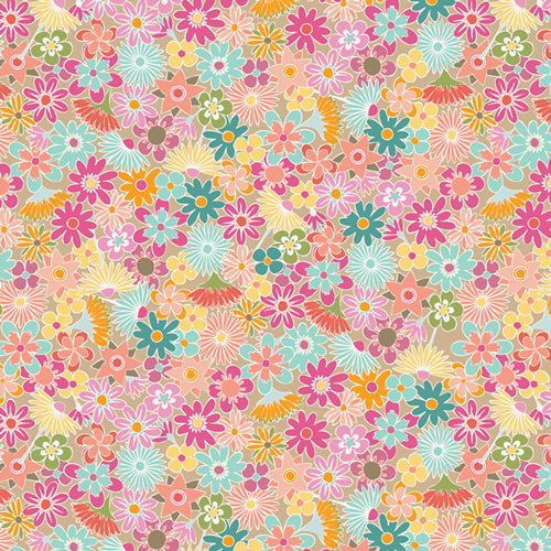 Playroom Fabric - Flowers All Around in Rayon - by Mathew Boudreaux with Art Gallery Fabrics