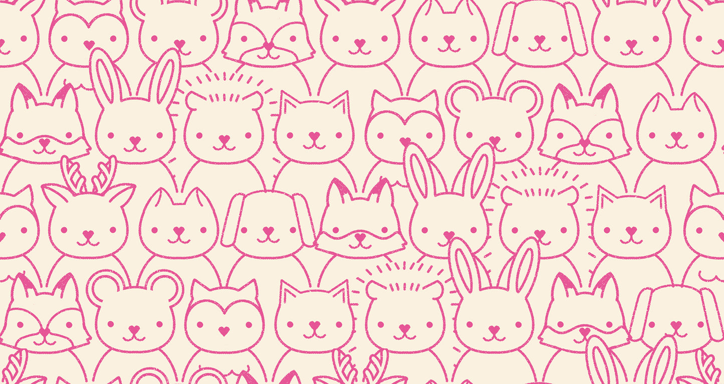 Woodland Park Fabric - Sup Animals - Raspberry PRE-ORDER SHIPS IN JANUARY (Half Yard Cut) by Rashida Coleman Hale with Ruby Star Society