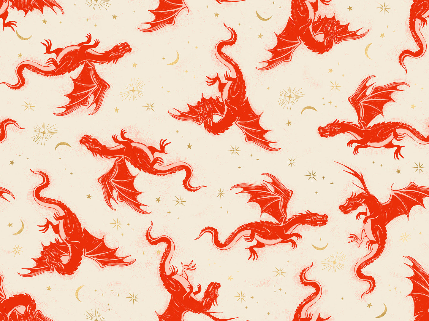 Fireglow - Etched Dragons in Dark Ruby (Metallic) - by Ruby Star Society with Moda Fabrics