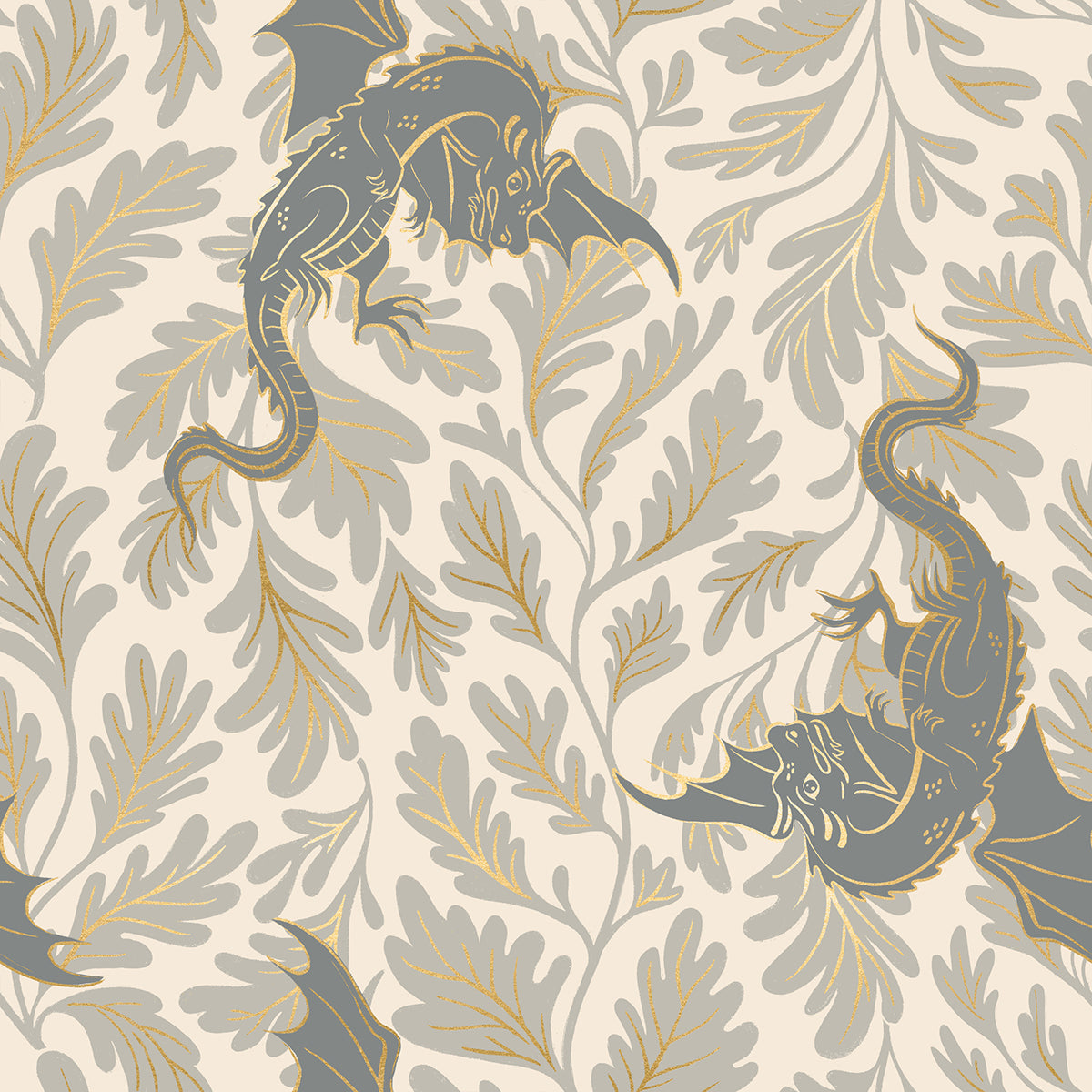 Fireglow - Dragon Lair in Oyster (Metallic) - by Ruby Star Society with Moda Fabrics
