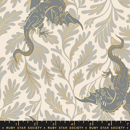Fireglow - Dragon Lair in Oyster (Metallic) - by Ruby Star Society with Moda Fabrics