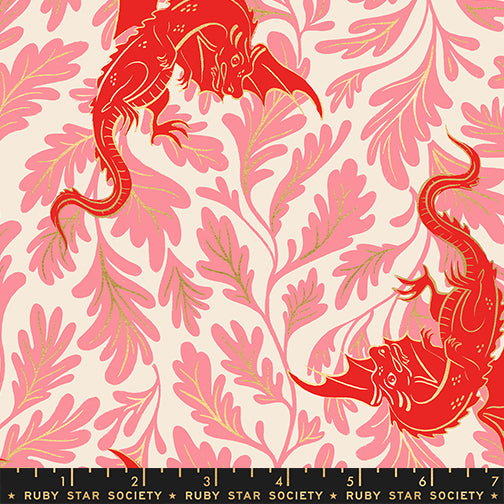 Fireglow - Dragon Lair in Dark Ruby (Metallic) - by Ruby Star Society with Moda Fabrics