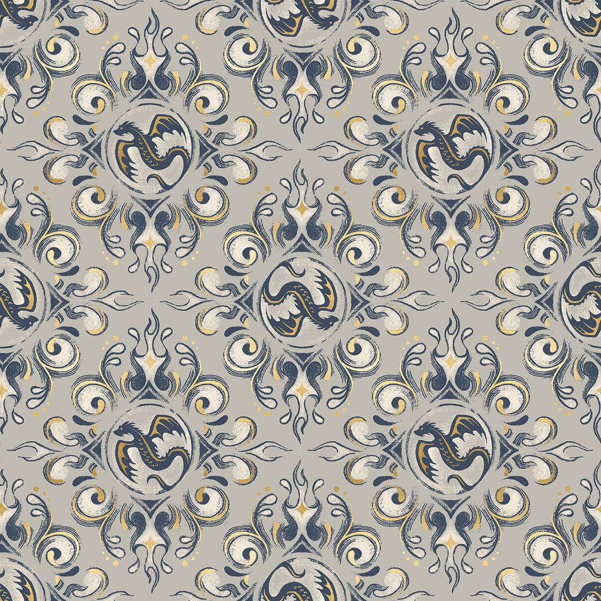 Fireglow - Emblem in Oyster (Metallic) - by Ruby Star Society with Moda Fabrics