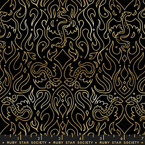 Fireglow - Scribe in Black (Metallic) - by Ruby Star Society with Moda Fabrics