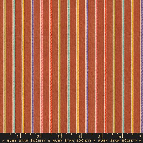 Warp & Weft Ooh Lucky Yarn Dyed Woven - Sketch Stripe | Maple Flat (Half Yard Cut) by Alexia Abegg with Ruby Star Society