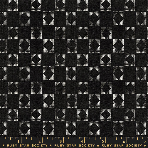 Warp & Weft Ooh Lucky Yarn Dyed Woven -Star | Soft Black (Half Yard Cut) by Alexia Abegg with Ruby Star Society