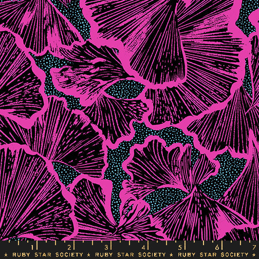 Glow Garden - Ginko - Black (Half Yard Cut) - by Sarah Watts with Ruby Star Society