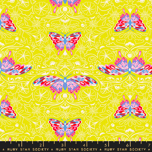 Glow Garden - Morning Moth - Citron (Half Yard Cut) - by Sarah Watts with Ruby Star Society