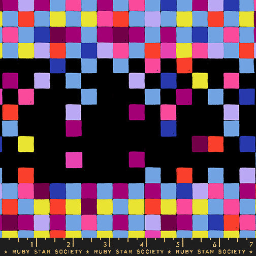 Glow Garden - Pixels - Black (Half Yard Cut) - by Sarah Watts with Ruby Star Society