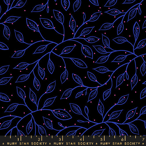 Glow Garden - Wandering Vine - Black (Half Yard Cut) - by Sarah Watts with Ruby Star Society