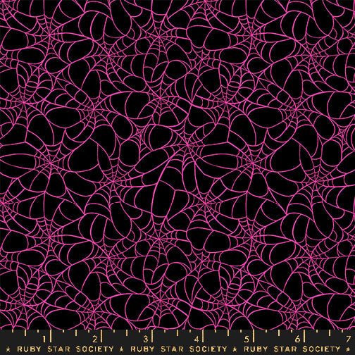 Glow Garden - Tangled Web - Black (Half Yard Cut) - by Sarah Watts with Ruby Star Society