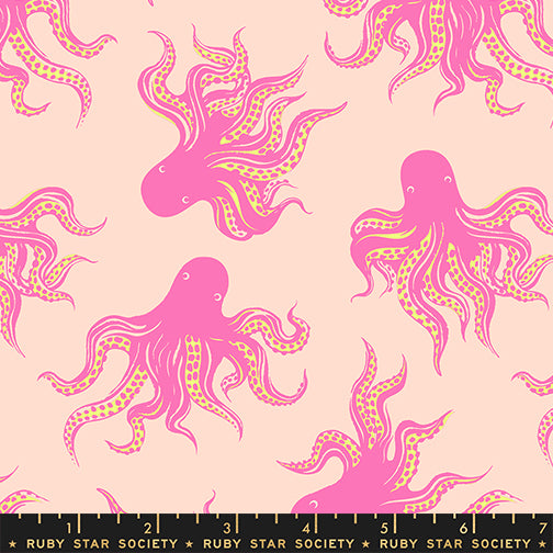 Ink Shop - Peach Octopus - by Sarah Watts with Ruby Star Society fabric swatch