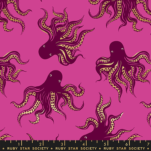 Ink Shop - Berry Octopus - by Sarah Watts with Ruby Star Society fabric swatch