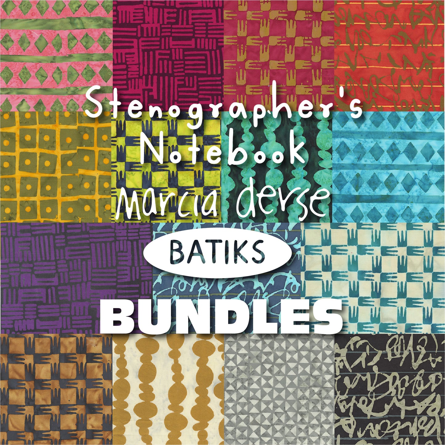 Stenographer's Notebook Batik Bundles from Marcia Derse with Anthology Fabrics