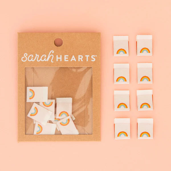 Sarah Hearts Mini Rainbow Woven Labels for Sewing & Quilting Projects