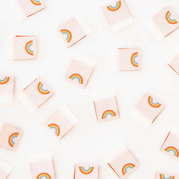 Sarah Hearts Mini Rainbow Woven Labels for Sewing & Quilting Projects
