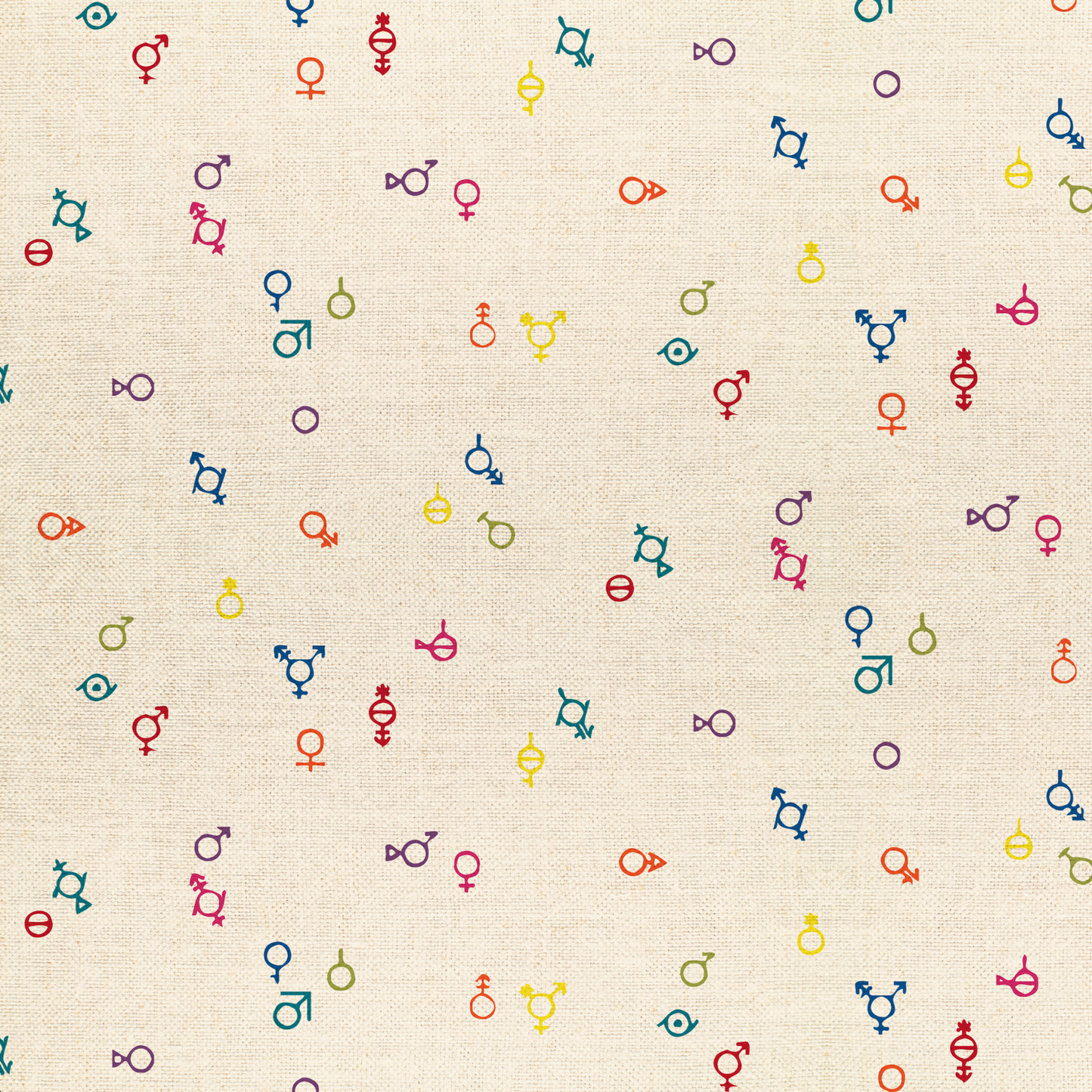 Love is Love Pride Fabrics - Gender Symbols Rainbow Canvas Stoff (Halber Yard Schnitt) Mx Domestic (