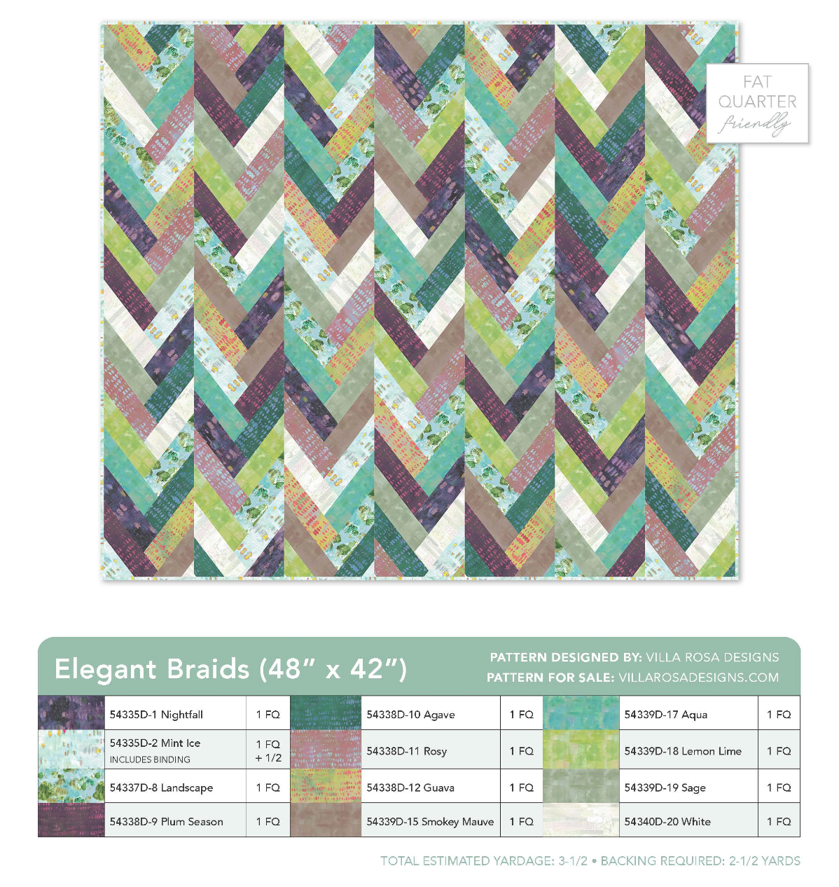 Grounded - Villa Rosa Designs' Elegant Braids 48" X 42" Quilt Kit by Maria Carluccio with Windham Fabrics