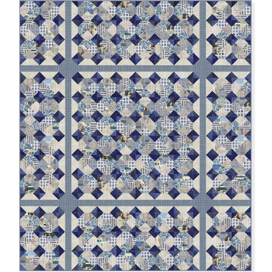 Tiled – Digital Quilt Top (Eclectic Elements Palette Indigo by Tim Holtz)