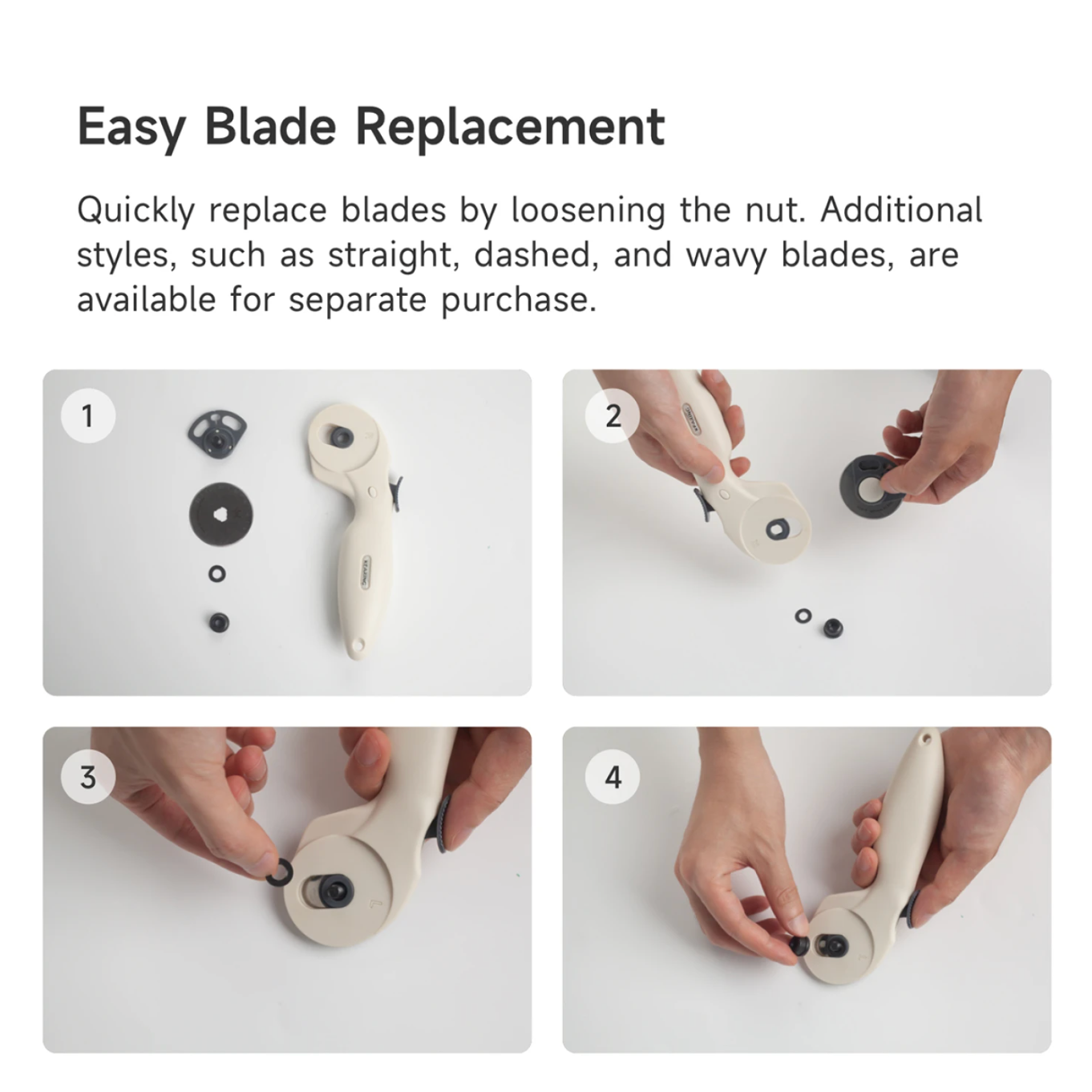 Kearing 45mm Rotary Cutter – Ergonomic Grip + Quick-Change Blade