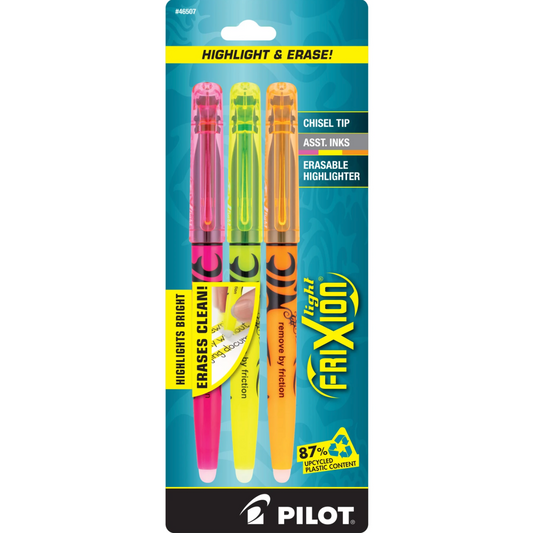 Pilot FriXion Light Erasable Highlighters – Assorted Colors (3pk)