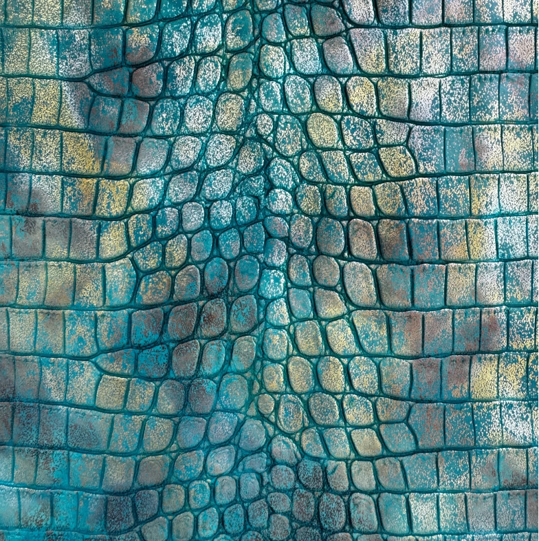 Mystic Croc Teal Vinyl - Embossed Faux Leather - by Sew Hungry Hippie