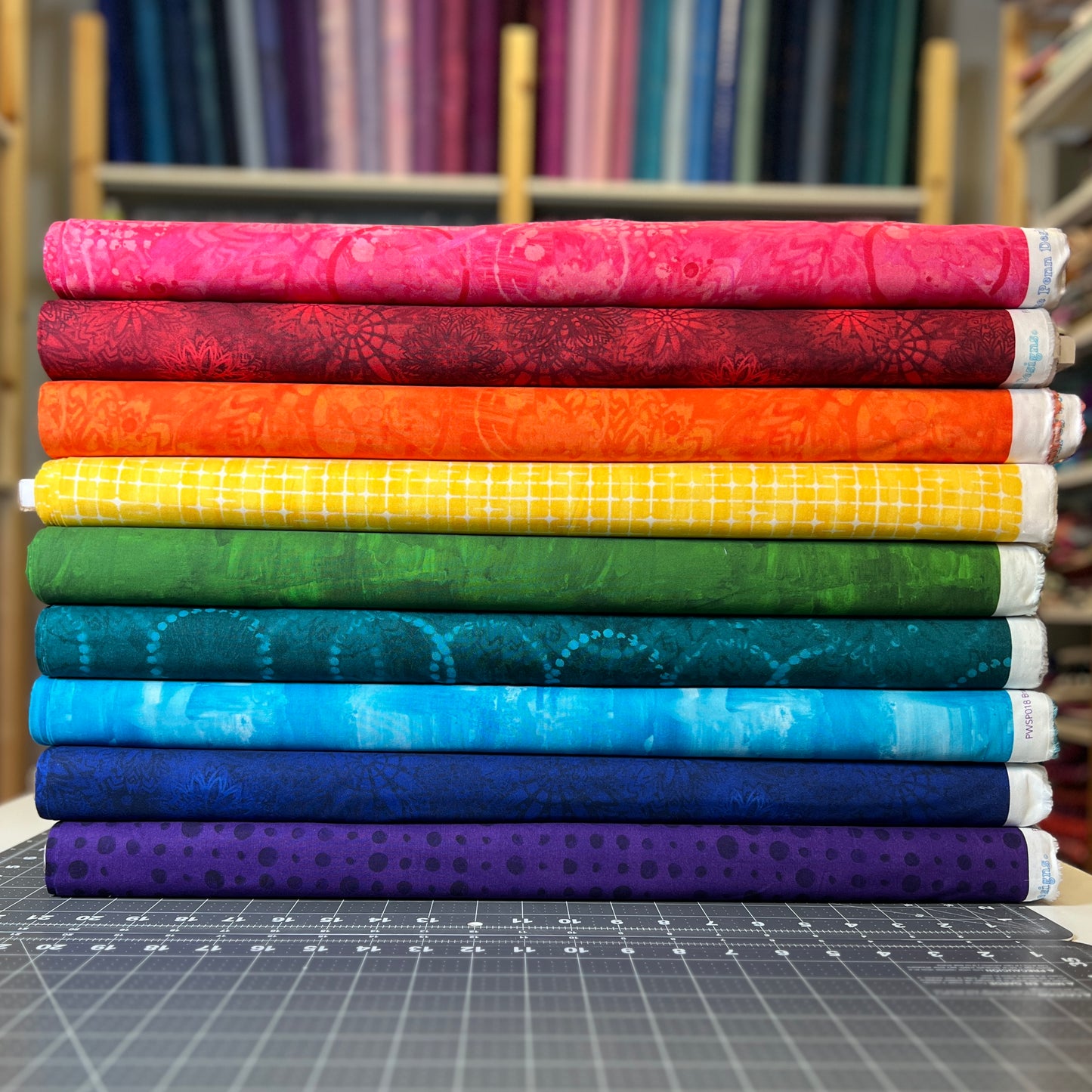 Textures – 9-Piece Rainbow Bundle – by Sue Penn with FreeSpirit Fabrics