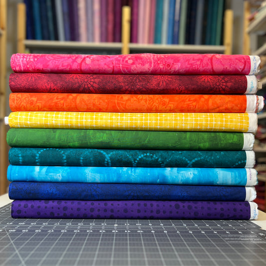 Textures – 9-Piece Rainbow Bundle – by Sue Penn with FreeSpirit Fabrics