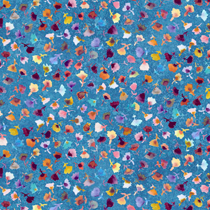 Tree of Life - Tossed Flower Buds in Deep Blue - by Sylvie Demers with P&B Textiles