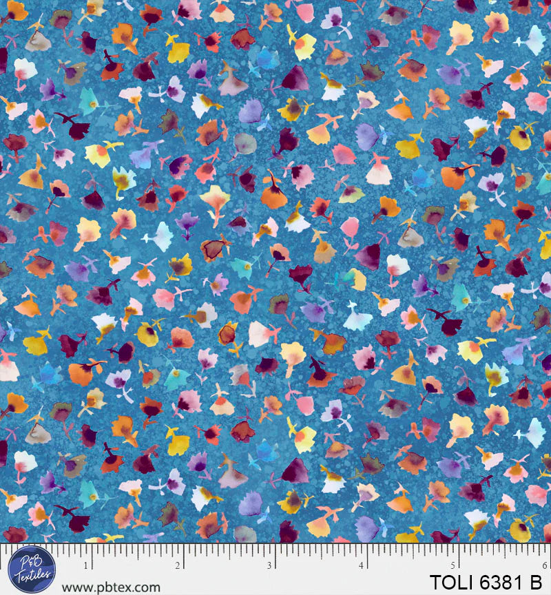 Tree of Life - Tossed Flower Buds in Deep Blue - by Sylvie Demers with P&B Textiles