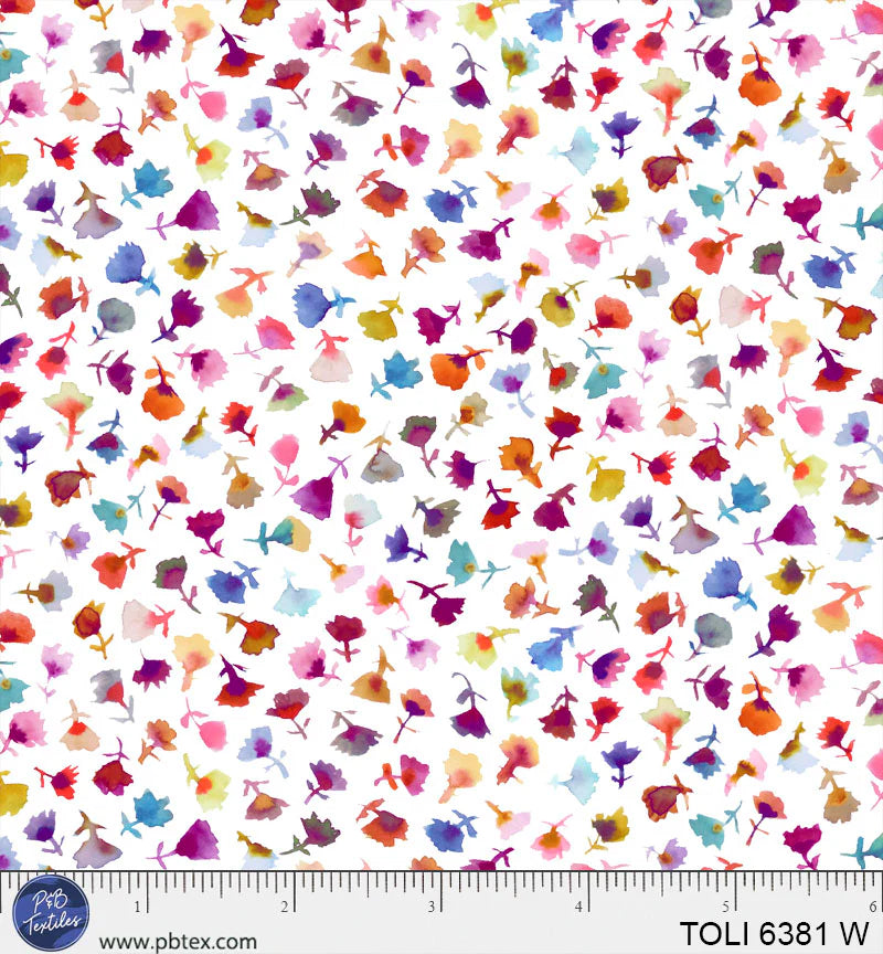 Tree of Life - Tossed Flower Buds in White - by Sylvie Demers with P&B Textiles