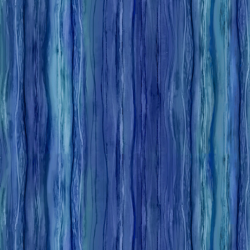 Tree of Life - Ombre Water Stripe in Deep Blue - by Sylvie Demers with P&B Textiles