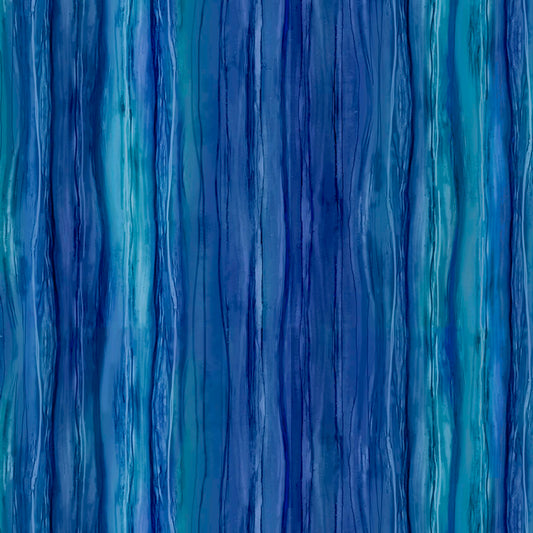 Tree of Life - Ombre Water Stripe in Deep Blue - by Sylvie Demers with P&B Textiles
