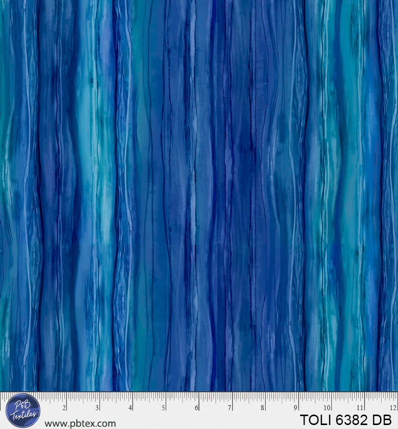 Tree of Life - Ombre Water Stripe in Deep Blue - by Sylvie Demers with P&B Textiles