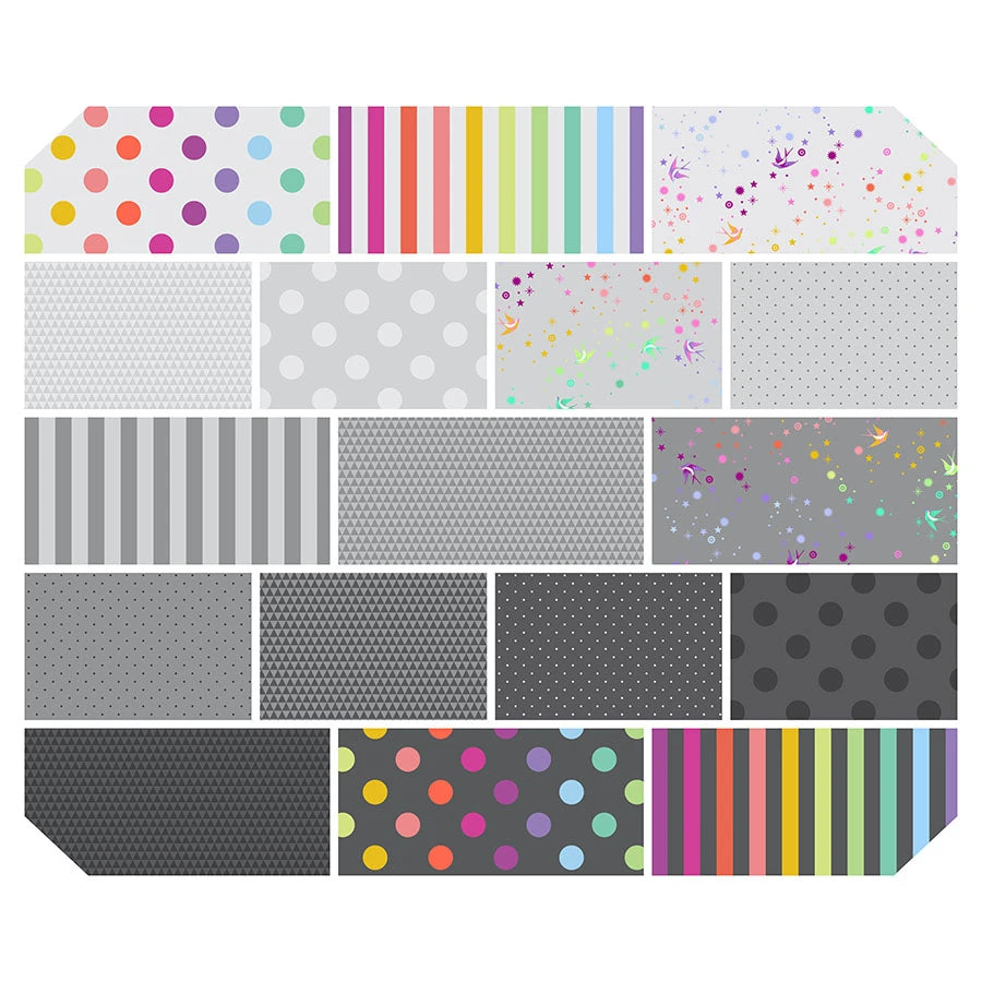 2025 True Colors Fat Quarter Gray Bundle - Tula Pink with Free Spirit Fabrics