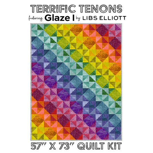 Terrific Tenons 57” x 73” Quilt Kit – Featuring Glaze I by Libs Elliott