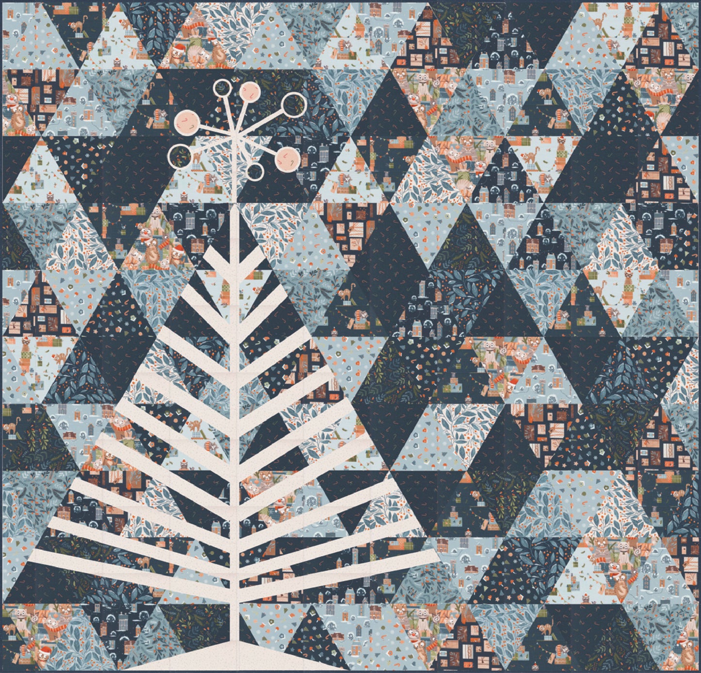 Tinsel Tree Quilt Kit – Featuring Purrfect Christmas by Elena Amo