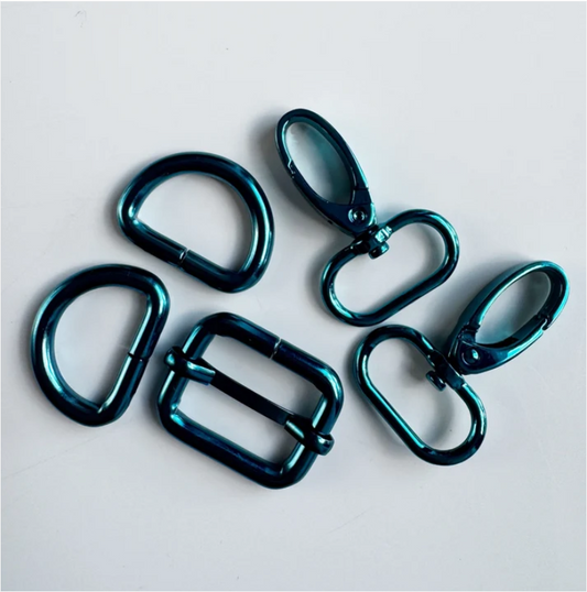 Turquoise Bag Hardware Pack – 1" D-Rings, Swivel Hooks & Slider