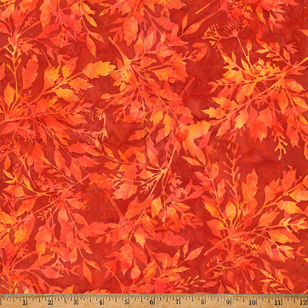 Bali Batik - Ember Glow - Leafy in Cayenne - by Hoffman Fabrics